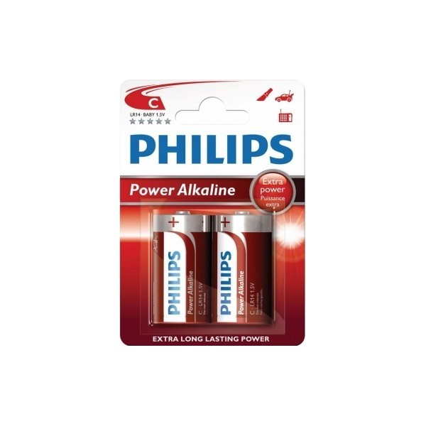 Pilas alcalina LR14 Power Alkaline Philips 12 blisters de 2 unidades.