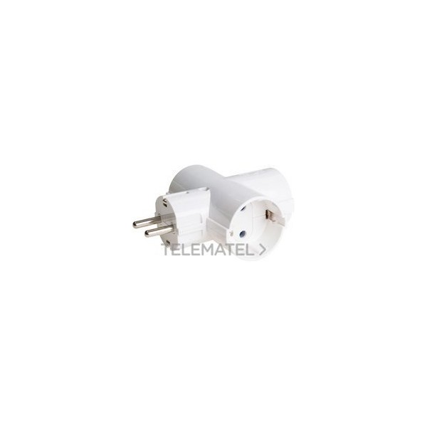 ADAPTADOR 3 TOMAS BIPOLAR TT LATERAL 16A 250V