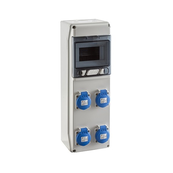 CAJA SUPERFICIE SV4100 IDE 1X6 MÓDULOS CON  TOMAS CORRIENTE IP65 IDE