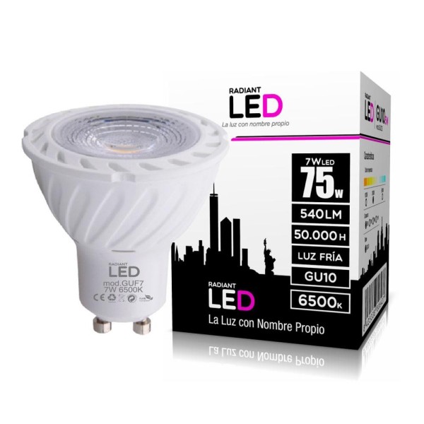 BOMBILLA LED GU10 7W 6500K LUZ FRÍA 540LM RADIANT LED