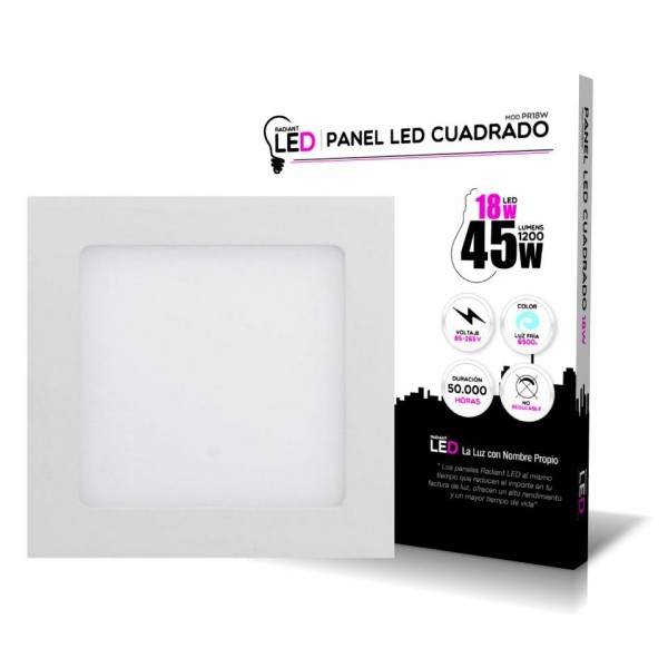 PANEL LED CUADRADO 18W 6500K LUZ FRÍA 1200LM RADIANT LED