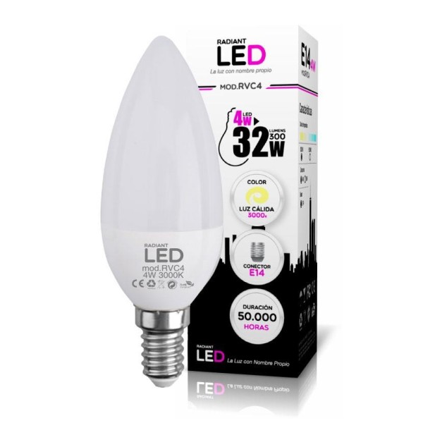 LED-LAMPE E14 4W 3000K WARMES LICHT 300LM STRAHLENDE LED
