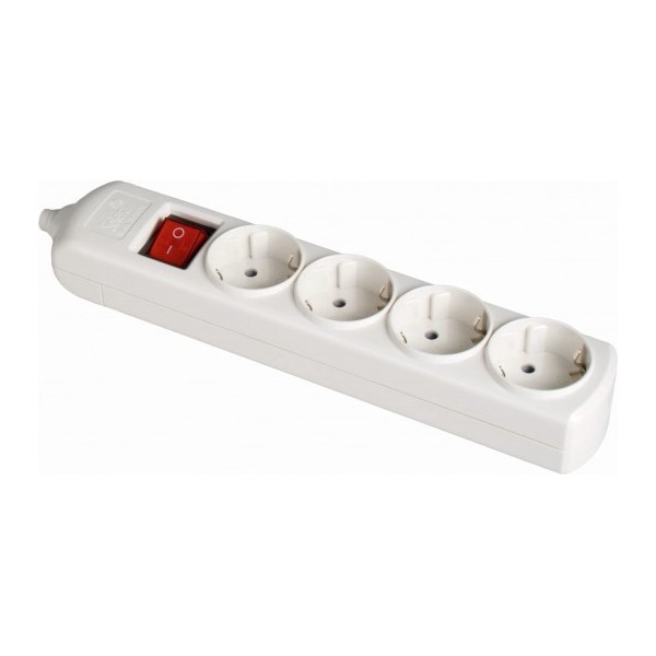 BASE 4 TOMAS BIPOLAR 16A 250V BLANCO CON OBTURADOR+INTERRUPTOR