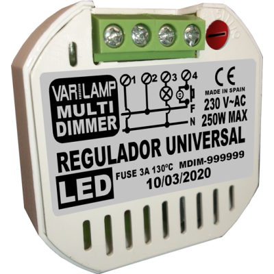 Regulador UNIVERSAL para LED a pulsadores MULTI DIMER 250 Regulador UNIVERSAL para LED a pulsadores MULTI DIMER 250