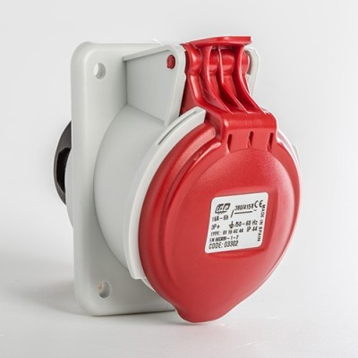 Base empotrar inclinada IP44 2 polos + tierra 220V 16A 6h de color amarillo Base empotrar inclinada IP44 2 polos + tierra 220V 16A 6h de color amarillo