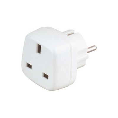 Adaptador enchufe Inglés a Schuko ( Español) con TT incluye fusible de 13A