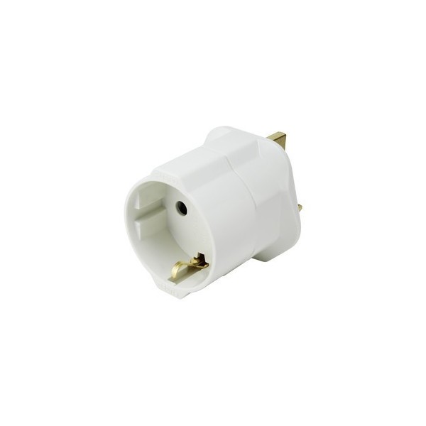 Adaptador enchufe Inglés a Schuko ( Español) con TT incluye fusible de 13A